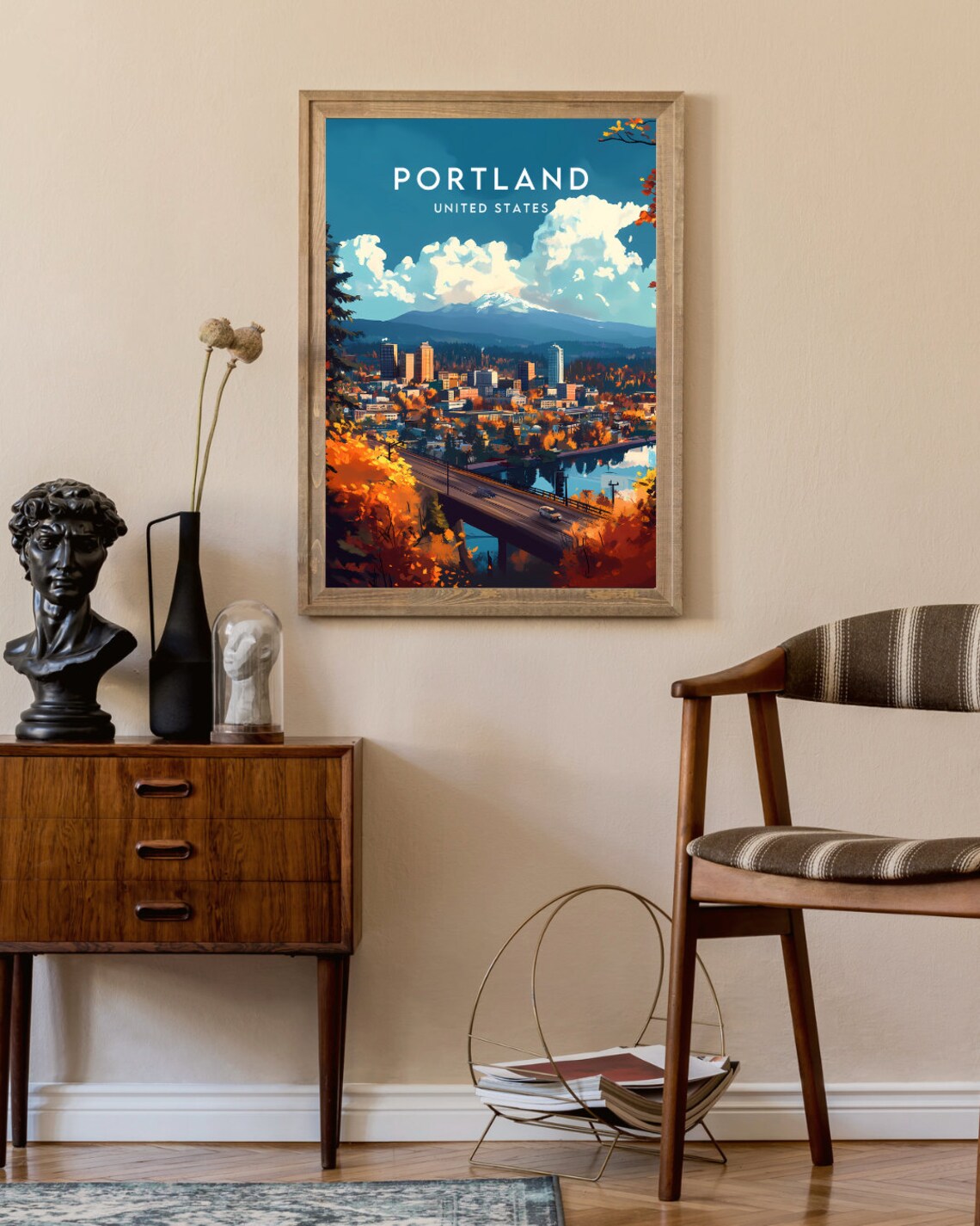 Portland Oregon USA Mount Hood Autumn City Vintage Travel Poster - Image 2