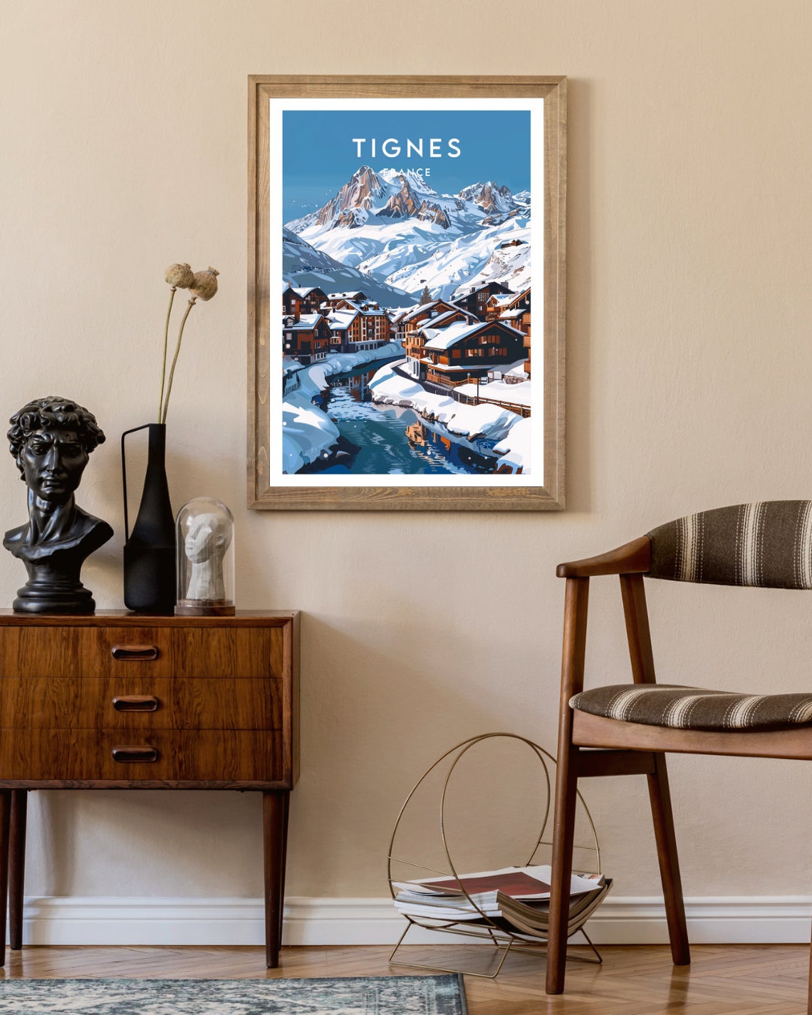 Tignes Travel Print France Tignes Poster France Poster Travel Wall Art France Print Poster France Europe Tignes Skiing Wall Art - Image 2