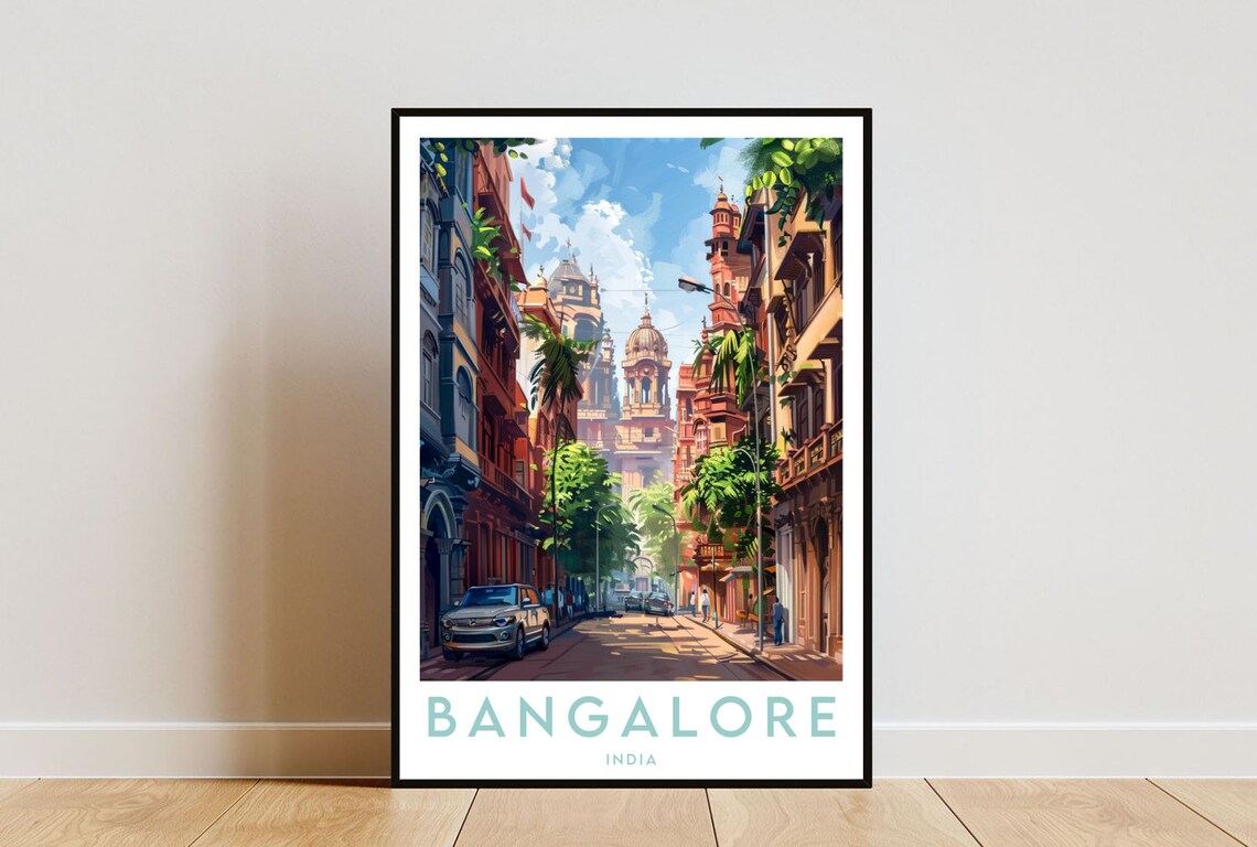 Bangalore India Colonial Street Historic Buildings Travel Poster