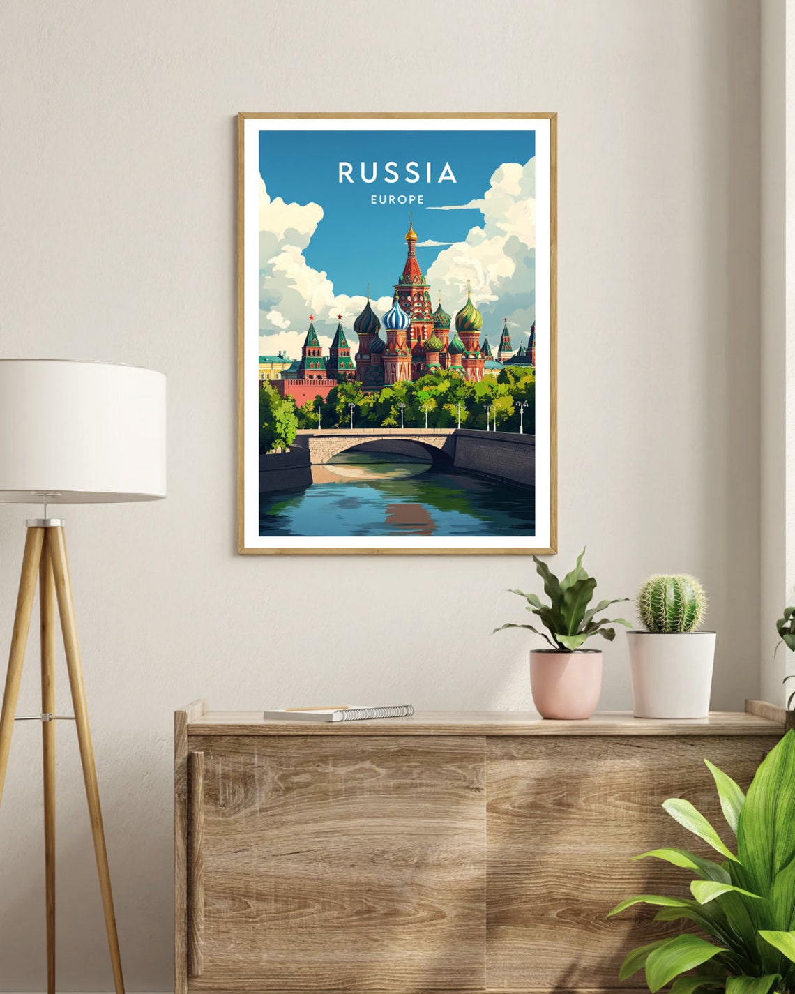 Russia St Basil Cathedral Moscow Skyline Vintage Travel Poster - Image 3