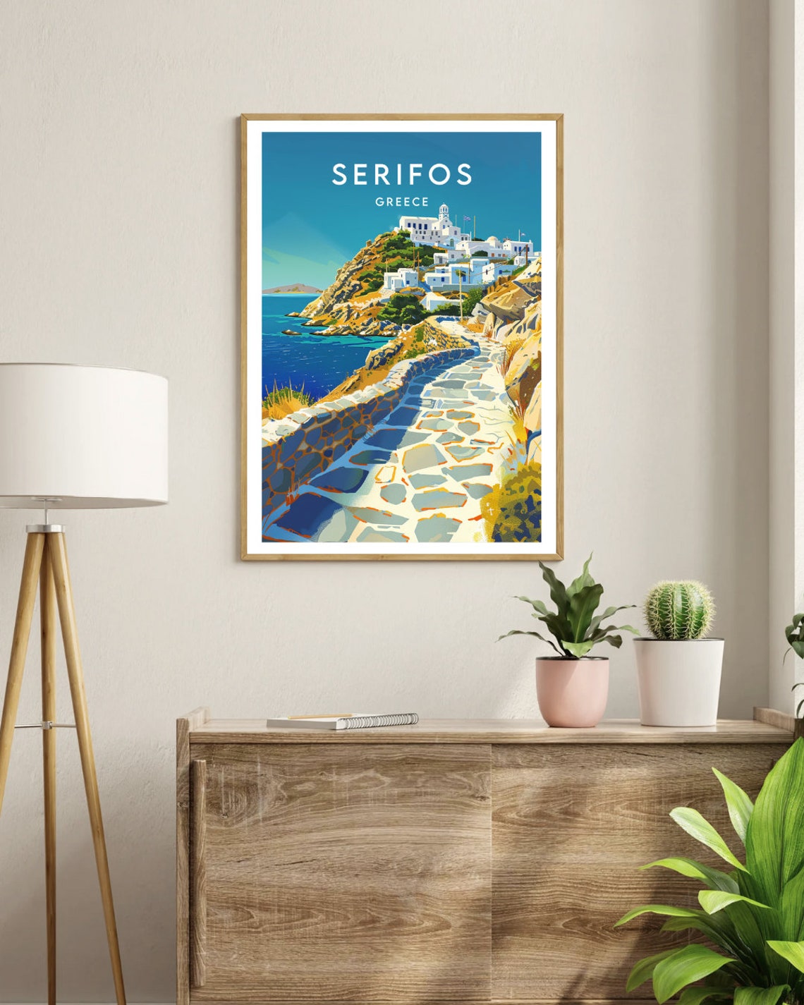 Serifos Greece Whitewashed Hilltop Town Stone Path Travel Poster - Image 3