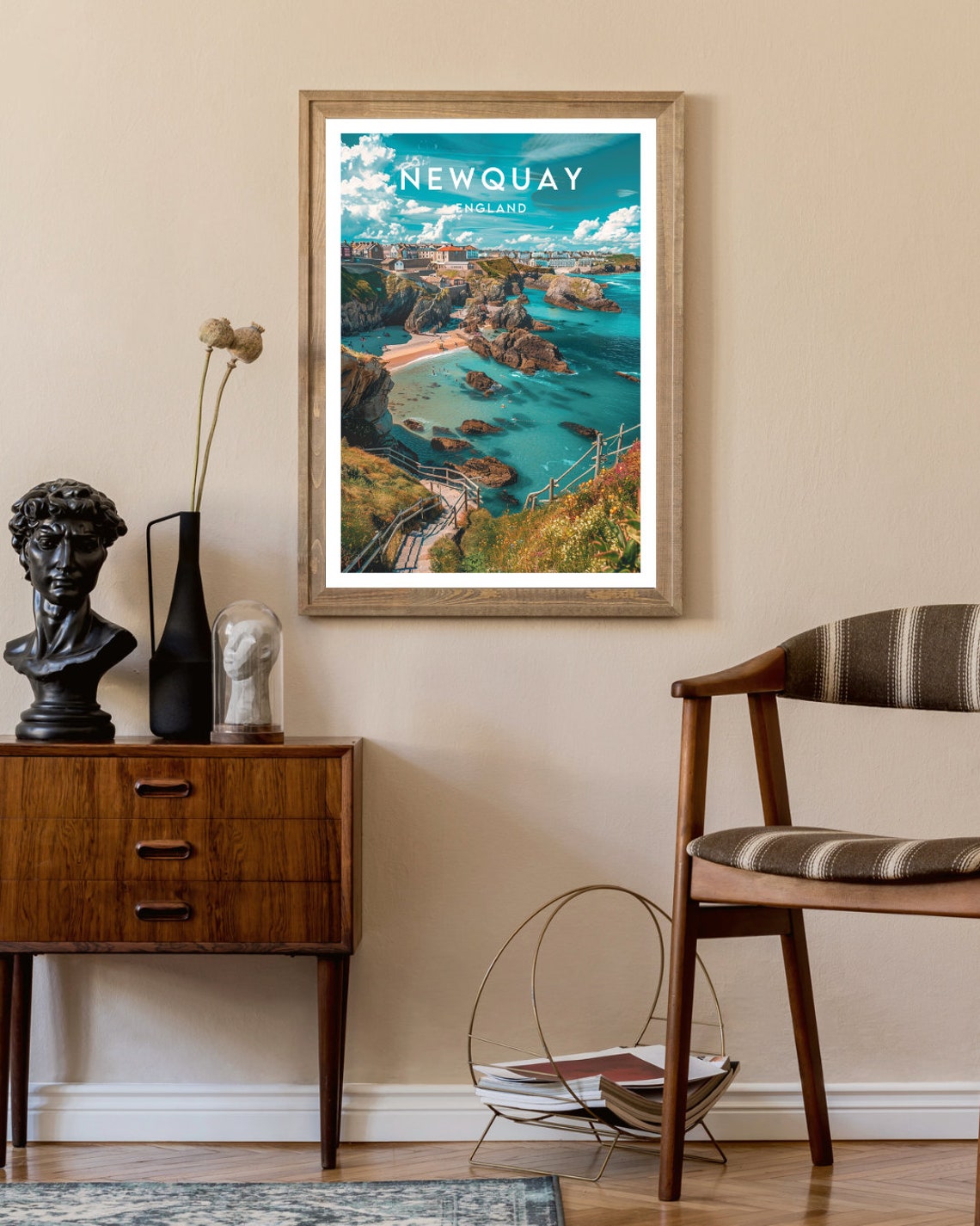 Newquay England Cornwall Coast Turquoise Water Rocky Coves Poster - Image 2