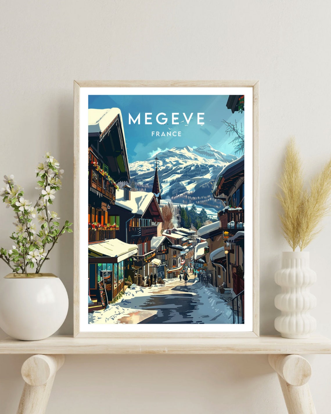 Megeve Travel Print France Megeve Poster France Poster Travel Wall Art France Print Poster France Europe Megeve Skiing Wall Art - Image 4