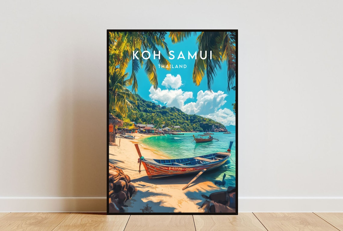 Koh Samui Travel Poster, Thailand Art Print