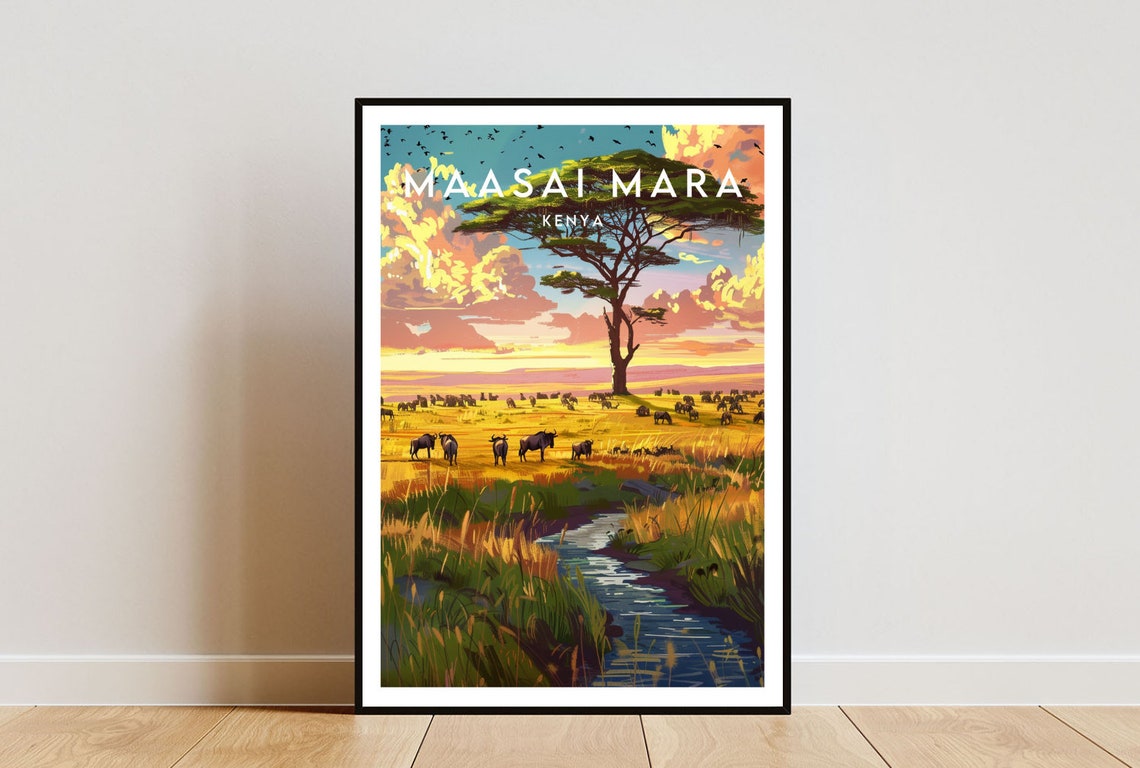 Maasai Mara Travel Print Kenya Kenya Poster Kenya Poster Travel Wall Art Kenya Print Maasai Mara Wall Art Masai Mara Africa Kenya