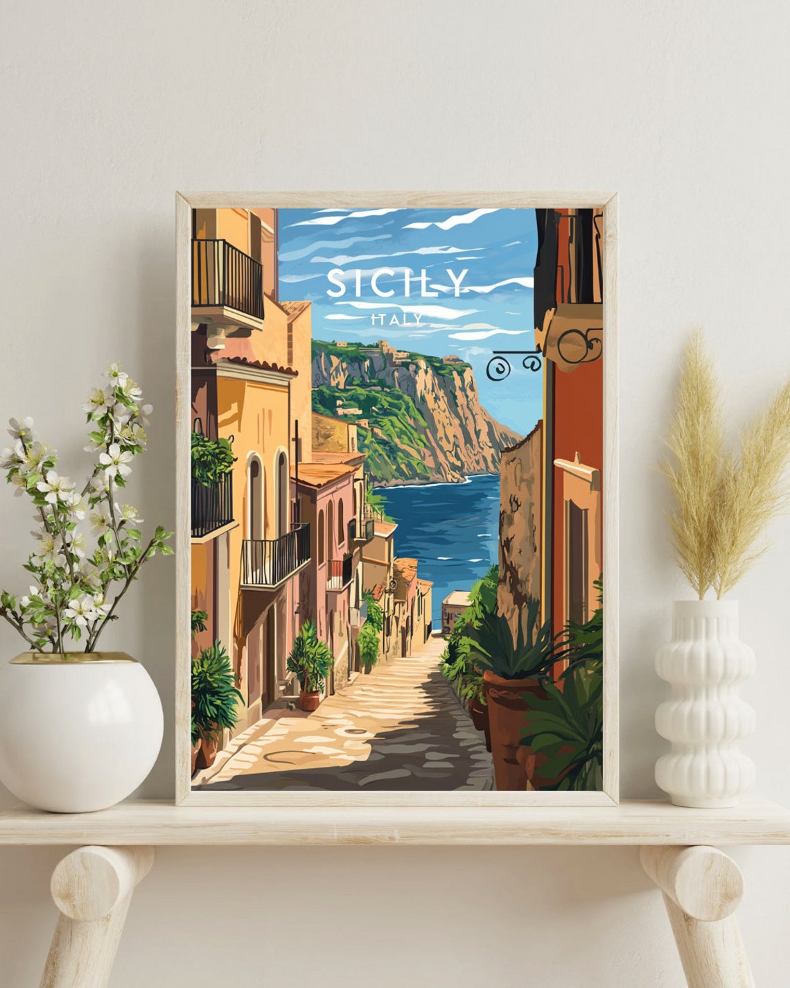 Sicily Travel Print Italy Sicily Poster Italy Poster Travel Wall Art Italy Print Poster Italy Europe Sicily Italy Wall Art - Image 4