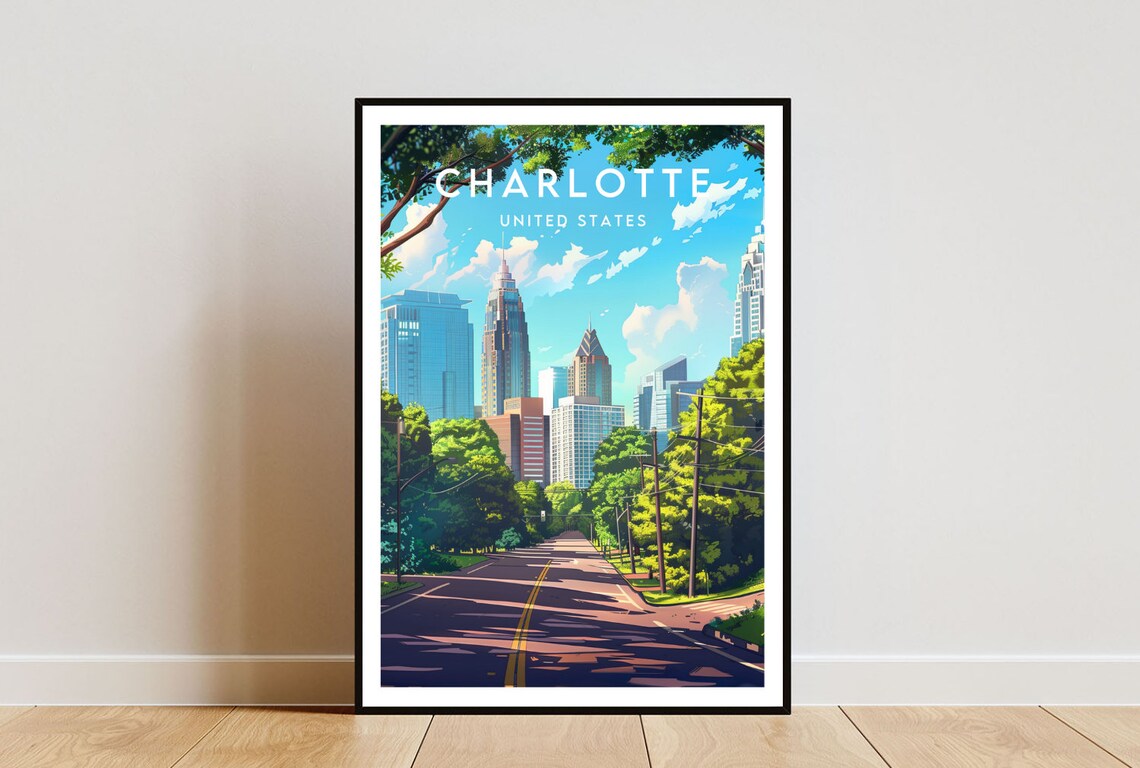 Charlotte Travel Poster, North Carolina America