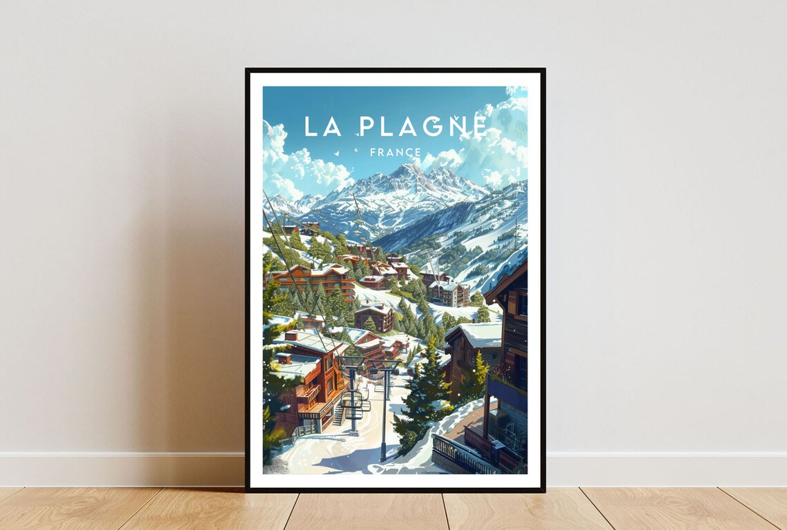 La Plagne France Ski Lifts Resort Village Winter Holiday Poster