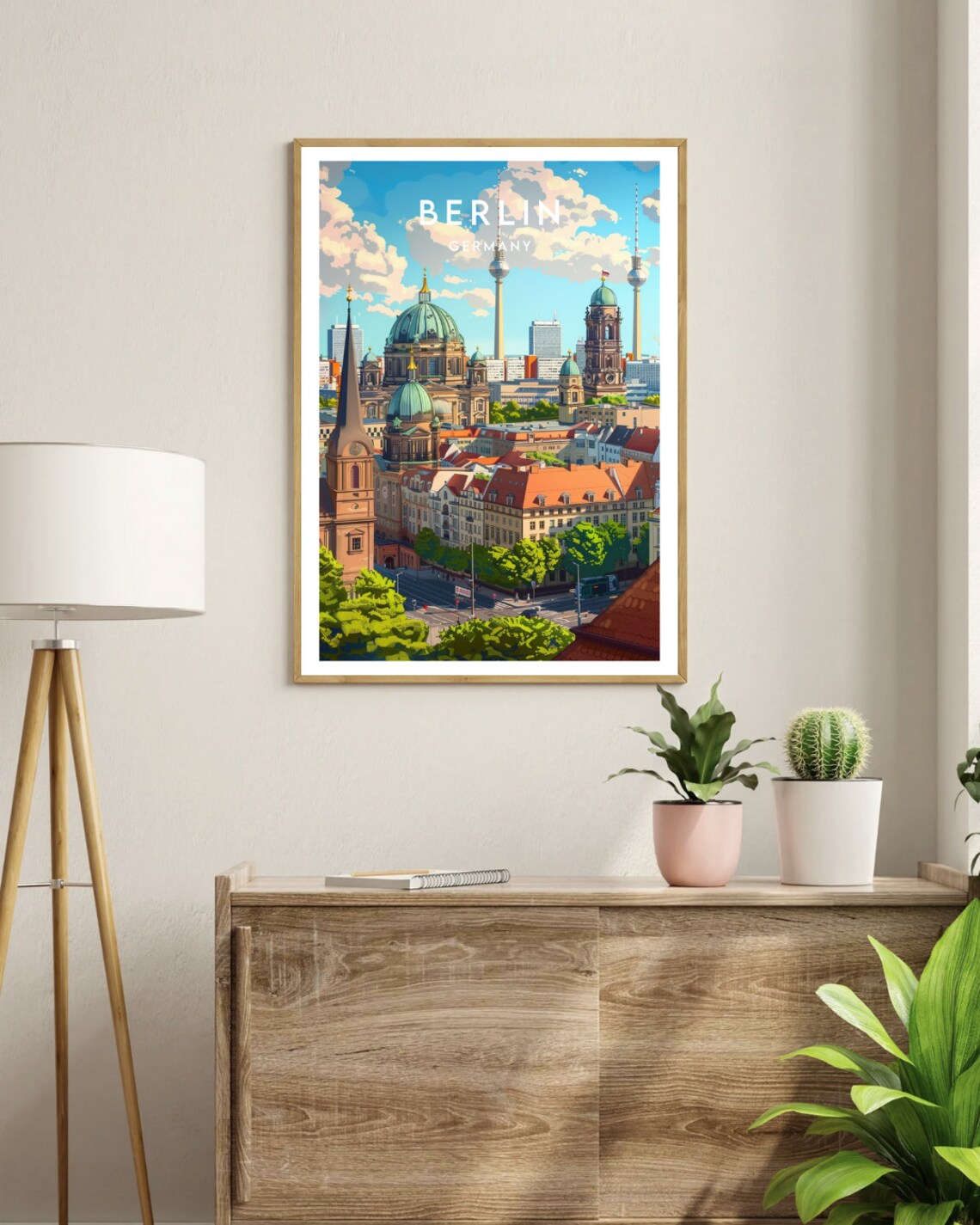 Berlin Germany TV Tower Cathedral Skyline Landmark Travel Poster - Image 3