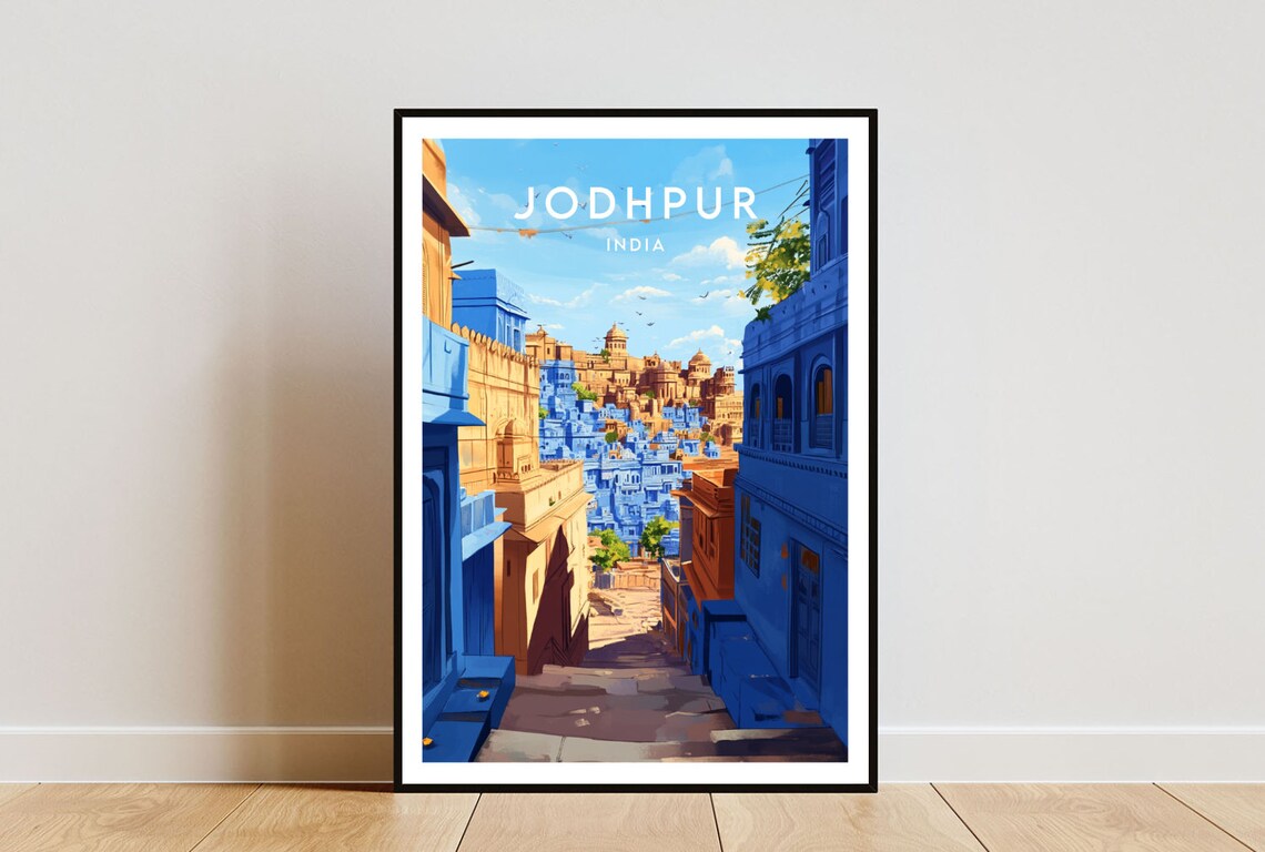 Jodhpur India Blue City Rajasthan Street Colorful Alley Poster