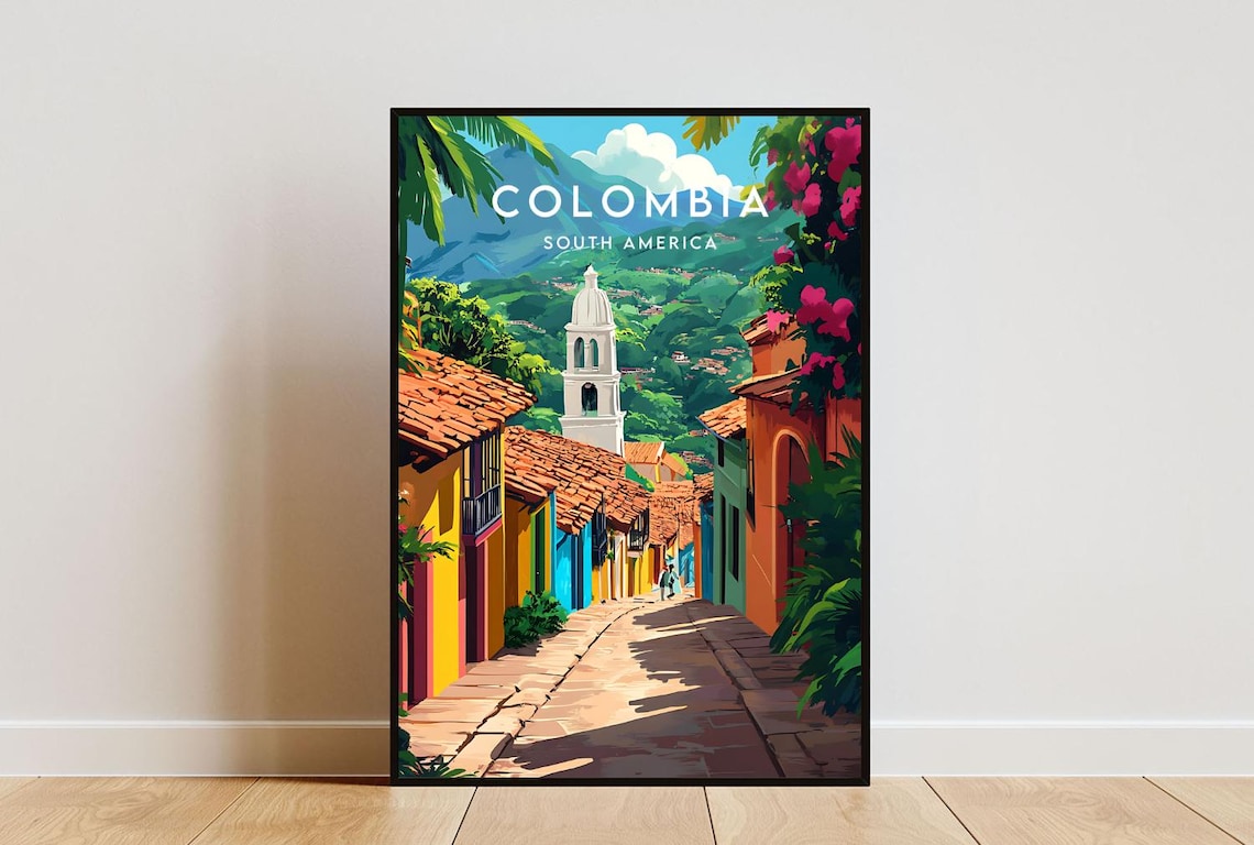 Colombia Travel Poster, South America Wall Art