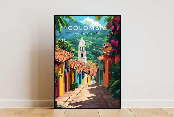 Colombia Travel Poster, South America Wall Art