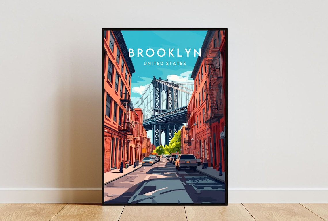 Brooklyn Travel Poster, United States New York