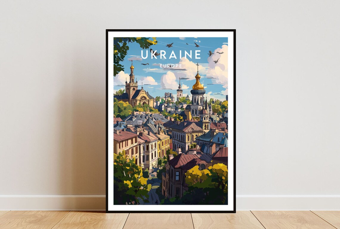 Ukraine Travel Poster, Kyiv Europe Wall Art