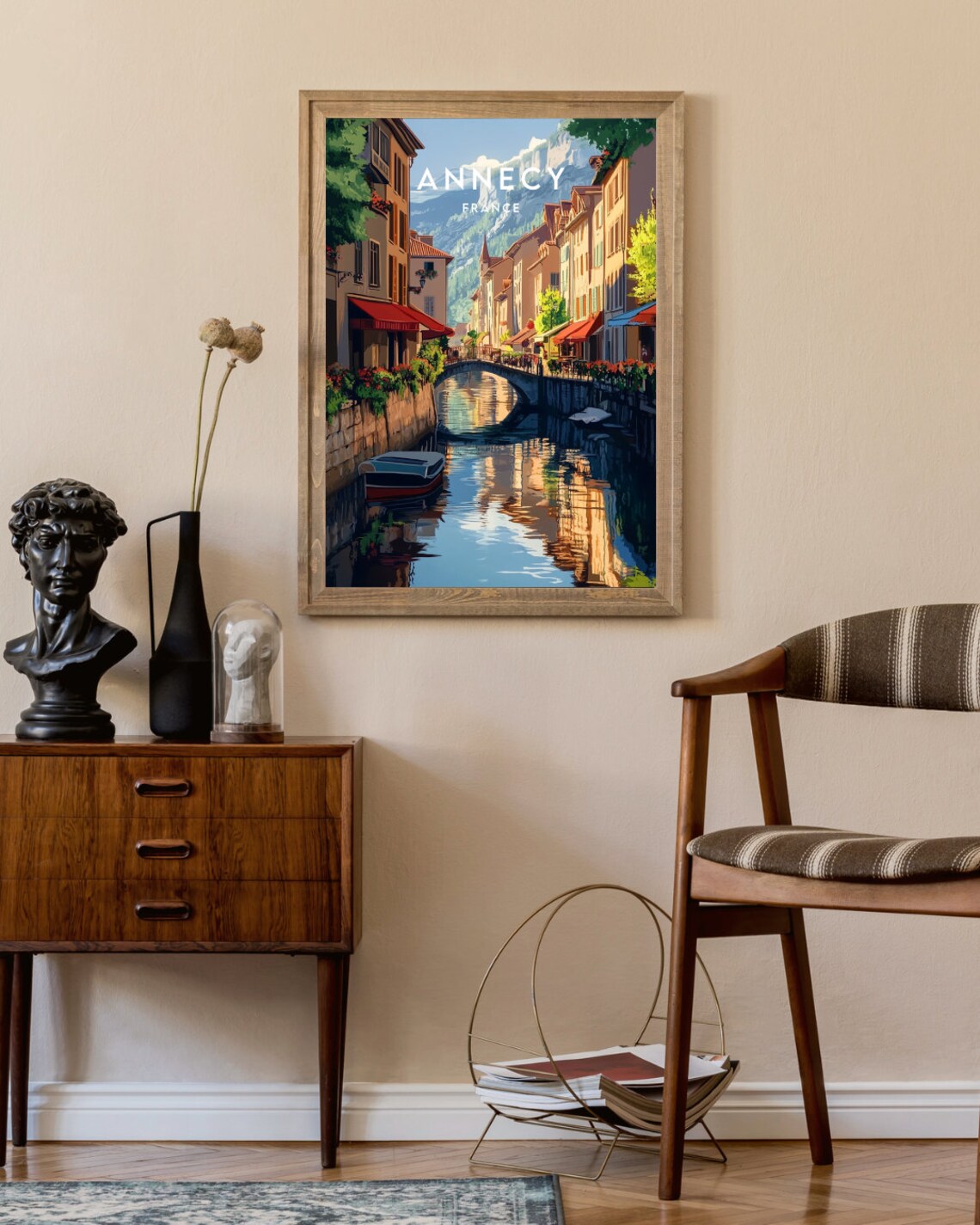 Annecy France Canal Bridge Mountain View Flowered Town Poster - Image 2