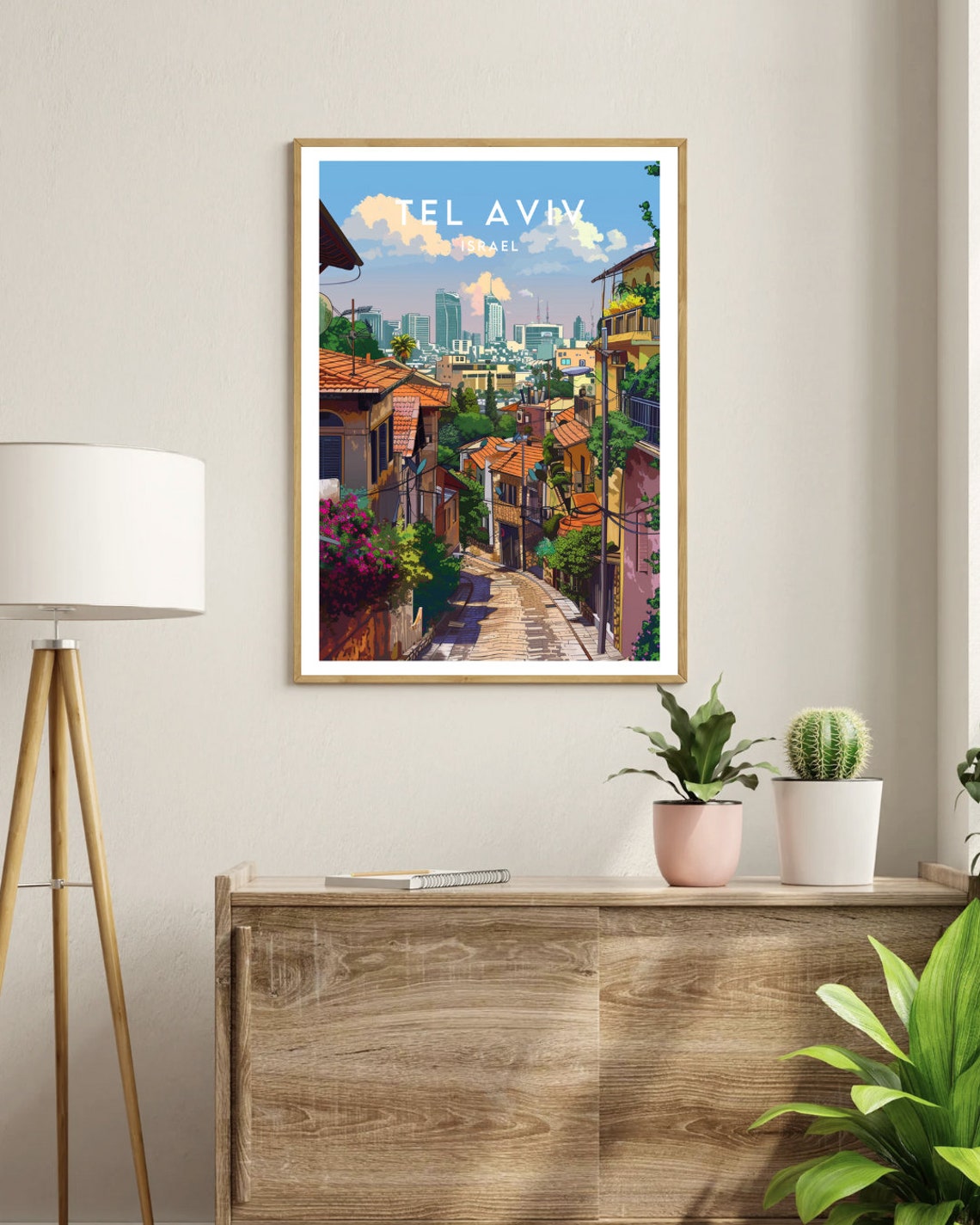 Tel Aviv Israel Old Jaffa Street Skyline Vintage Travel Poster - Image 3