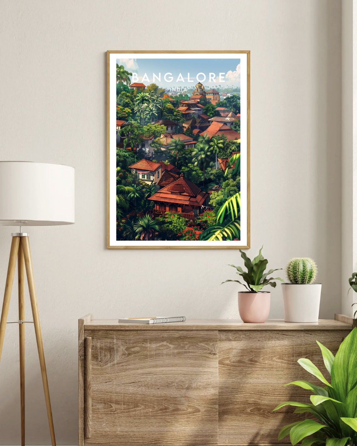 Bangalore India Garden City Rooftops Palm Trees Travel Poster - Image 3