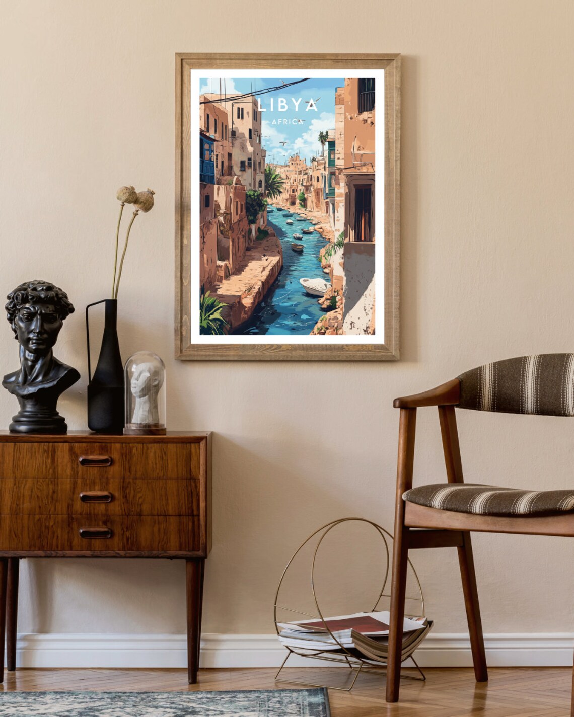 Libya Waterfront Old Town Boats Canal Street Africa Travel Poster - Image 2