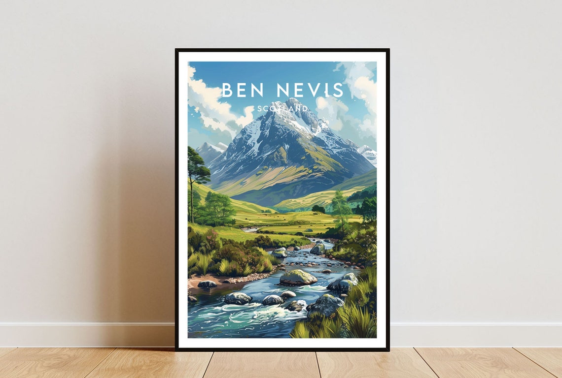 Ben Nevis Travel Print Scotland Ben Nevis Poster Scotland Poster Travel Wall Art Scotland Print Poster Scotland Europe Ben Nevis