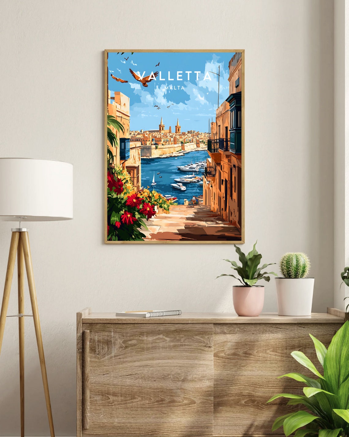 Valletta Malta Harbor Fortress View Vintage Travel Art Poster - Image 3
