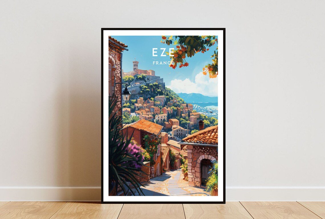 Eze France Medieval Hilltop Village French Riviera Stone Poster