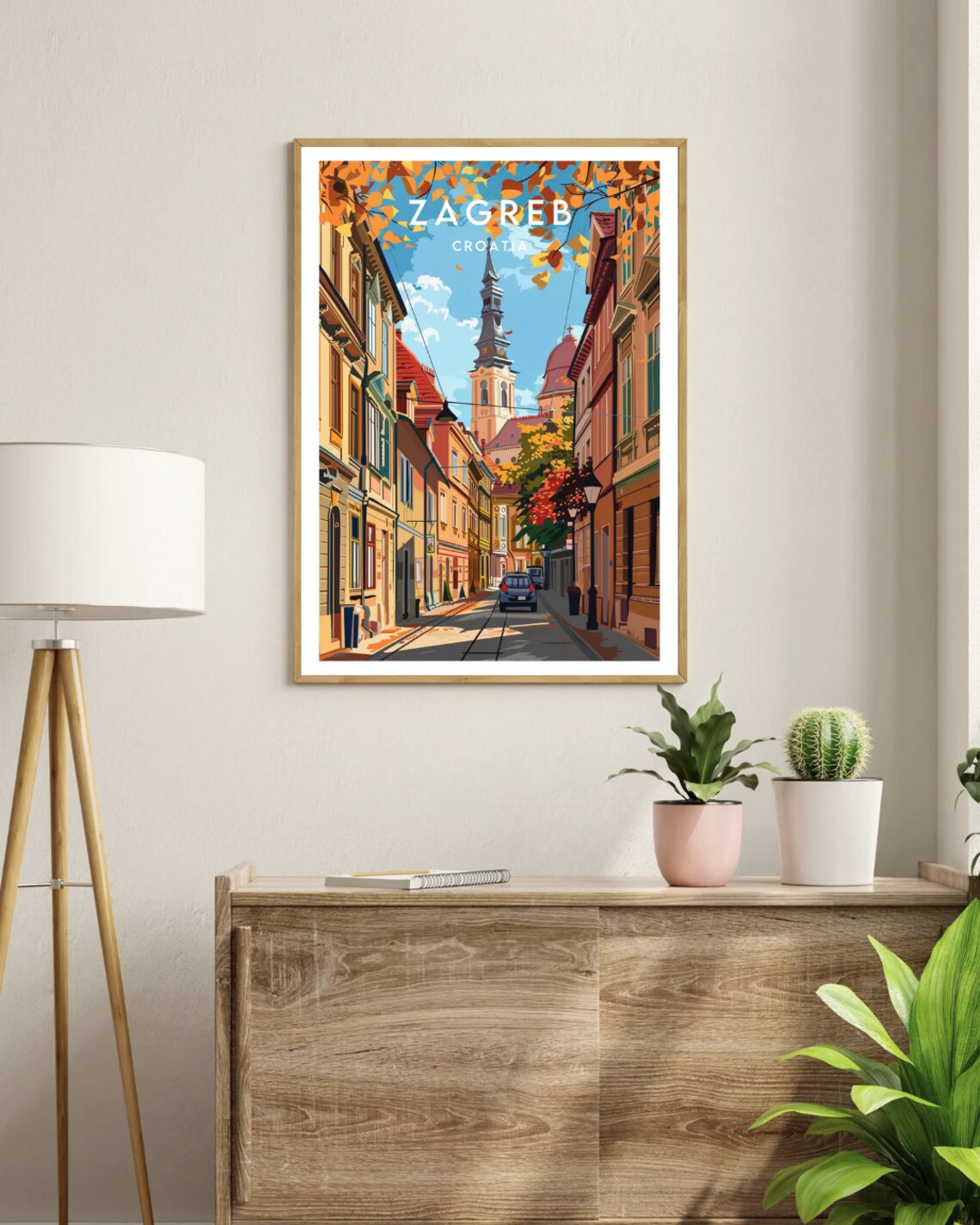 Zagreb Croatia Autumn Street Church Spire City Travel Poster - Image 3