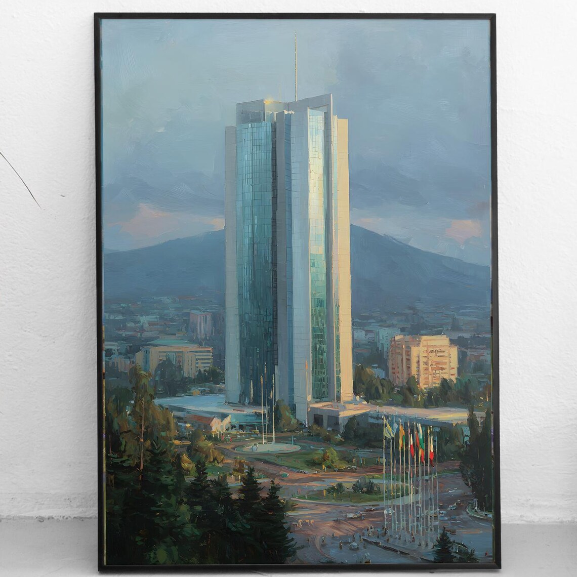 Addis Ababa Skyline Art Print Ethiopian Eep Tower Painting Modern Cityscape Wall