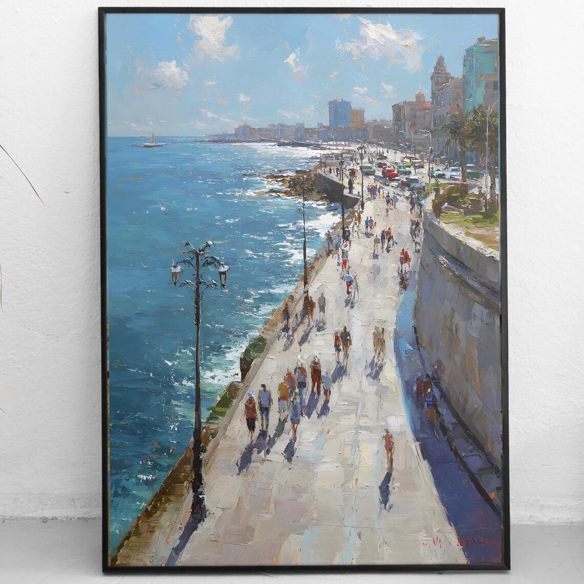 Havana Malecon Art Print, Cuban Waterfront Cityscape