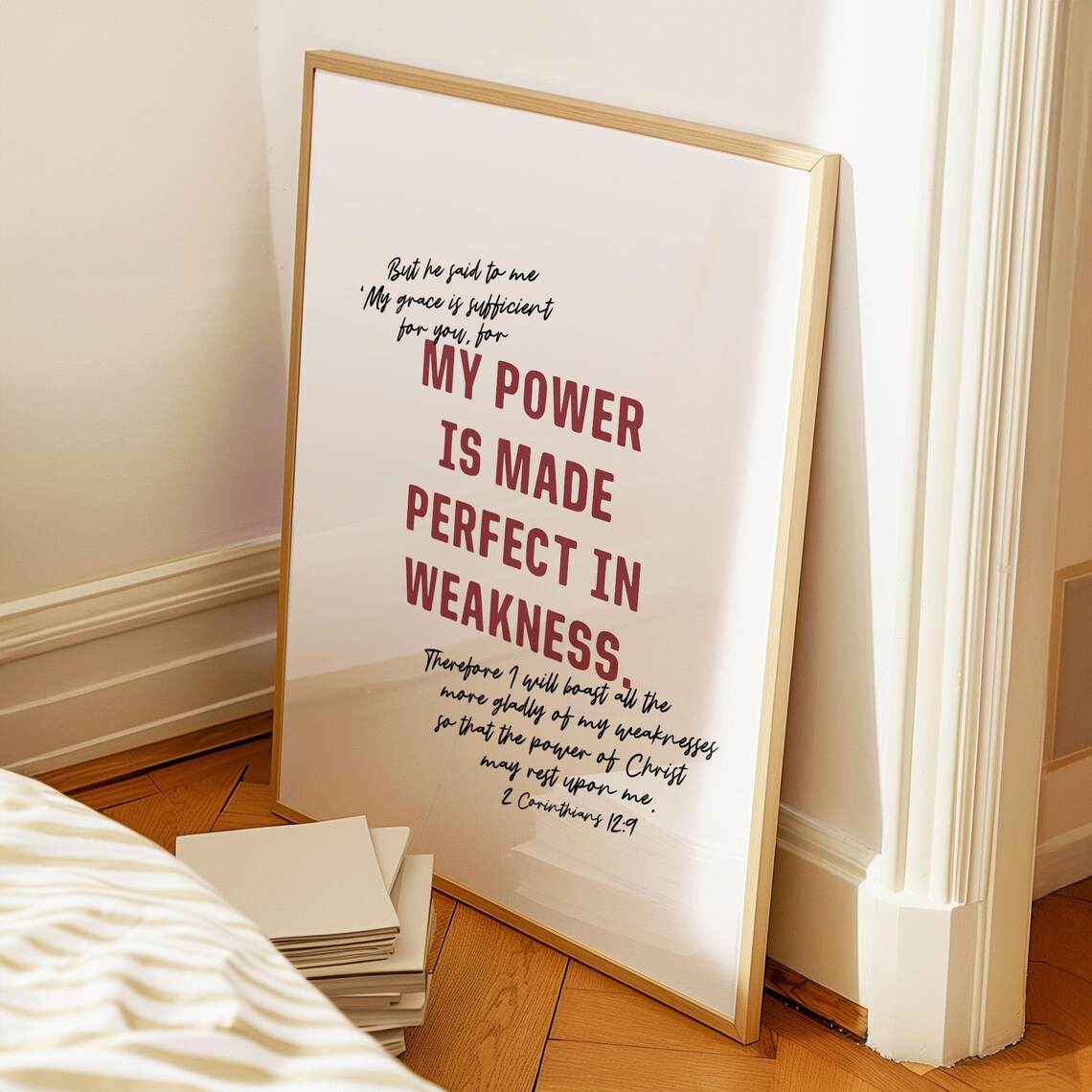 My Power Is Made Perfect In Weakness 2 Corinthians 12 9 Red Accent Poster - Image 3