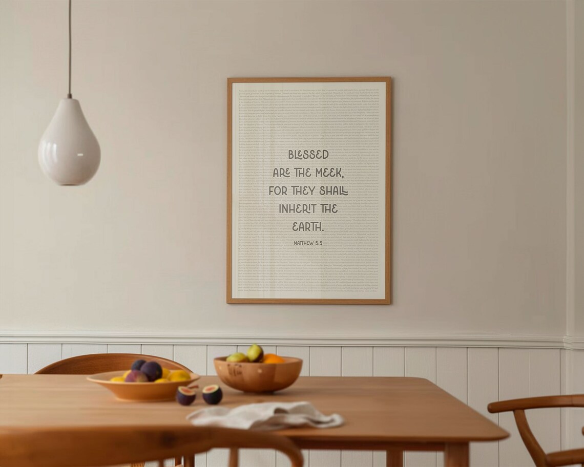 Matthew 5 5 Blessed Are The Meek Gentle Hand Lettered Bible Poster - Image 3