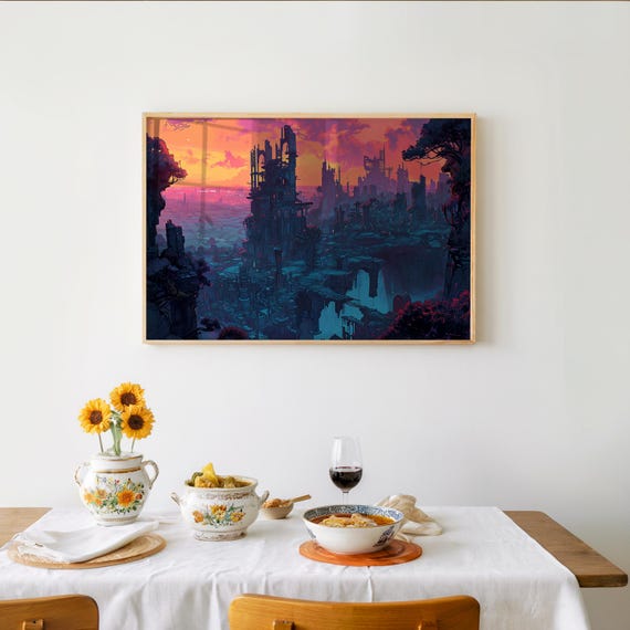 Neon Retrofuturism Cityscape Poster Vibrant Pixel Art 3d Render Cinematic Maximalist Decor Scifi