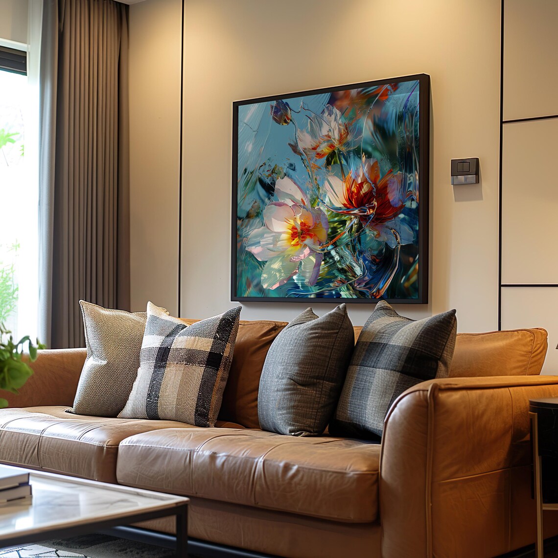 Colorful Floral Impressionist Oil Painting Maximalist Flower Wall Art