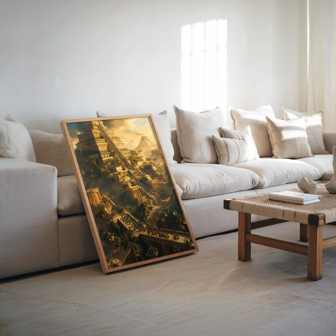 Vibrant 3d Render Poster Desert City Art Photorealistic Maximalist Design Warm Tones Detailed Wall