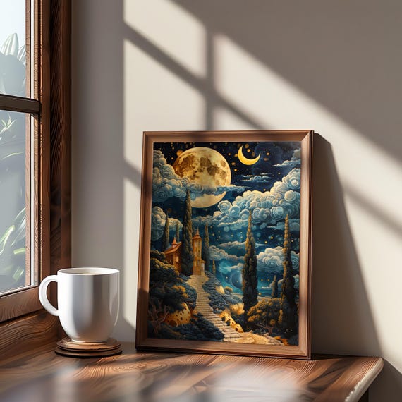 Surreal Sky Castle Poster Vibrant Pastel Colors Dreamy Maximalist Art Highly Detailed Oil Acrylic Style