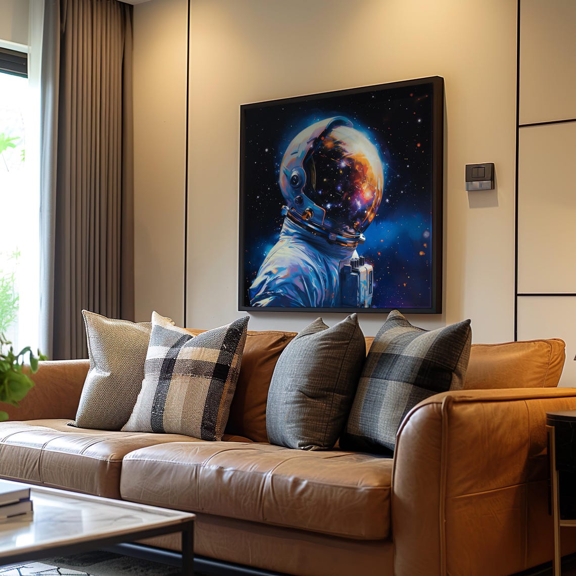 Astronaut Helmet Galaxy Reflection Cosmic Space Adventure Poster