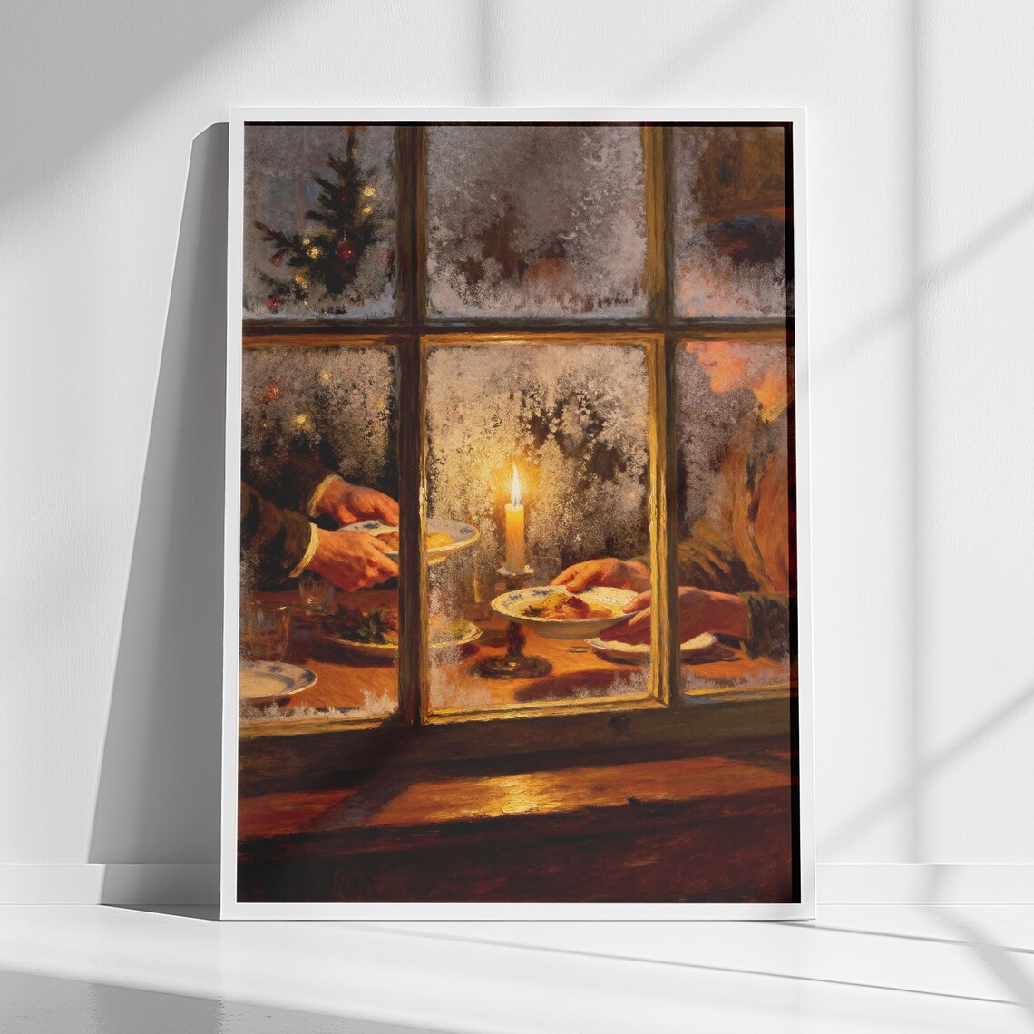 Christmas Dinner Poster, Pastel Winter Decor