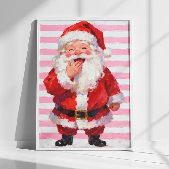 Christmas Wall Art Pink Stripe Nursery Print Instant