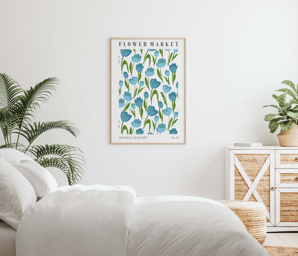 Blue Tulip Field Flower Market Botanical Collection No 14 Poster - Image 2