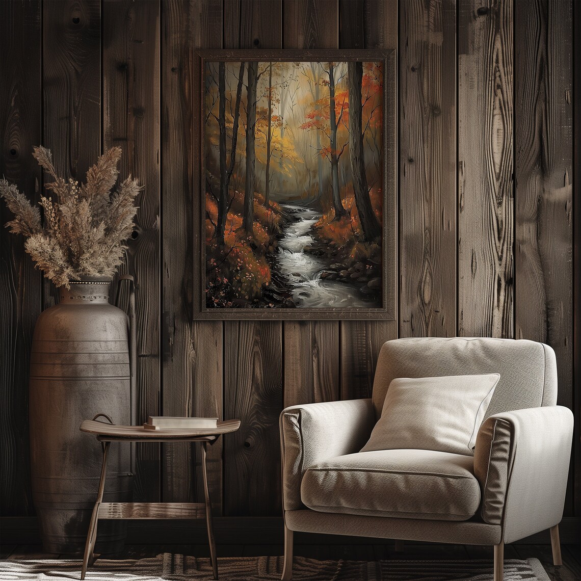 Moody Autumn Forest Landscape, Woodland Art Print - Image 3