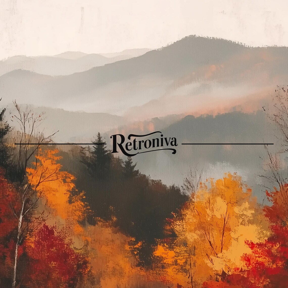 Foggy Autumn Mountain Landscape With Fiery Orange Trees Poster - Image 7