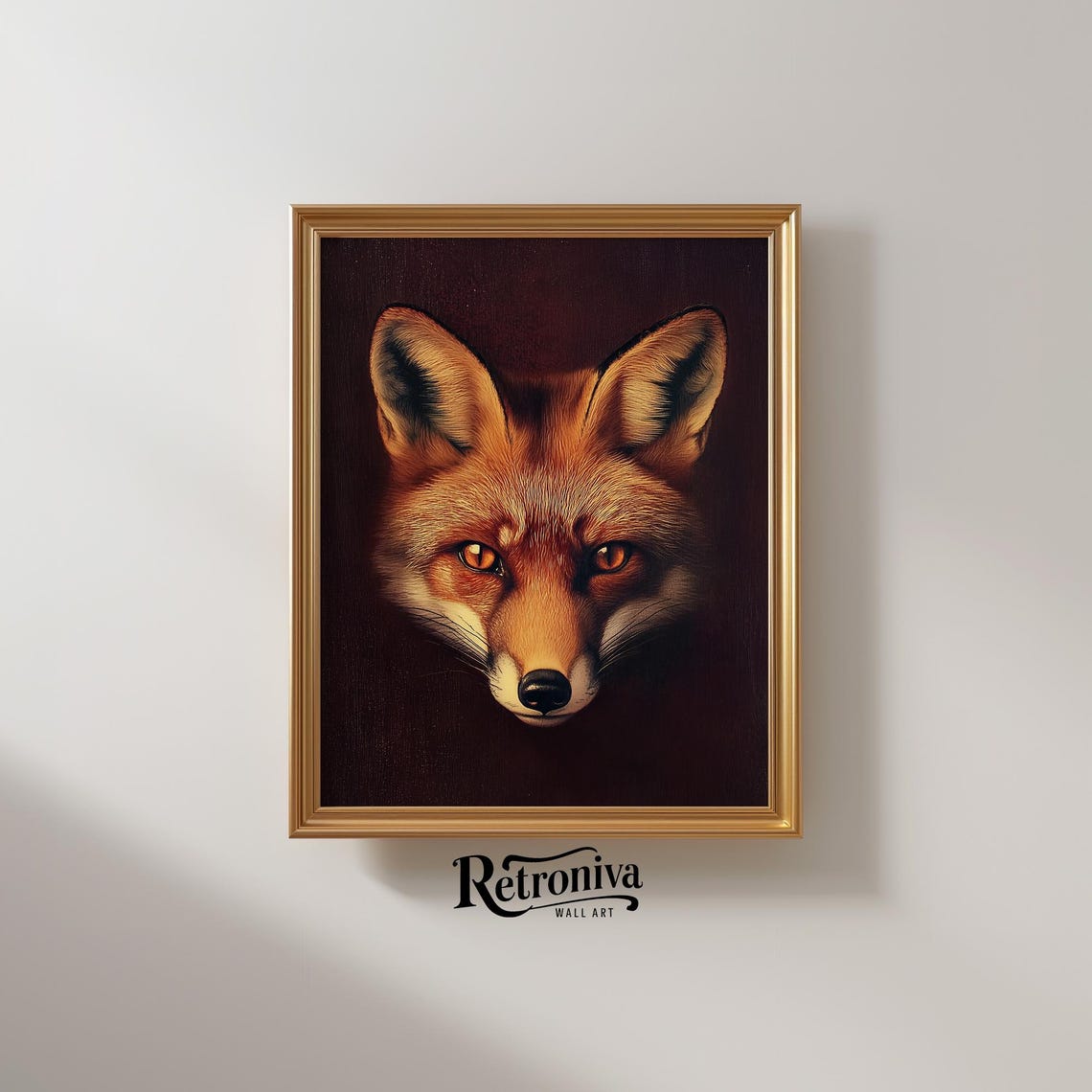 Moody Red Fox Portrait Against A Dark Background Oil Painting Poster - Image 2