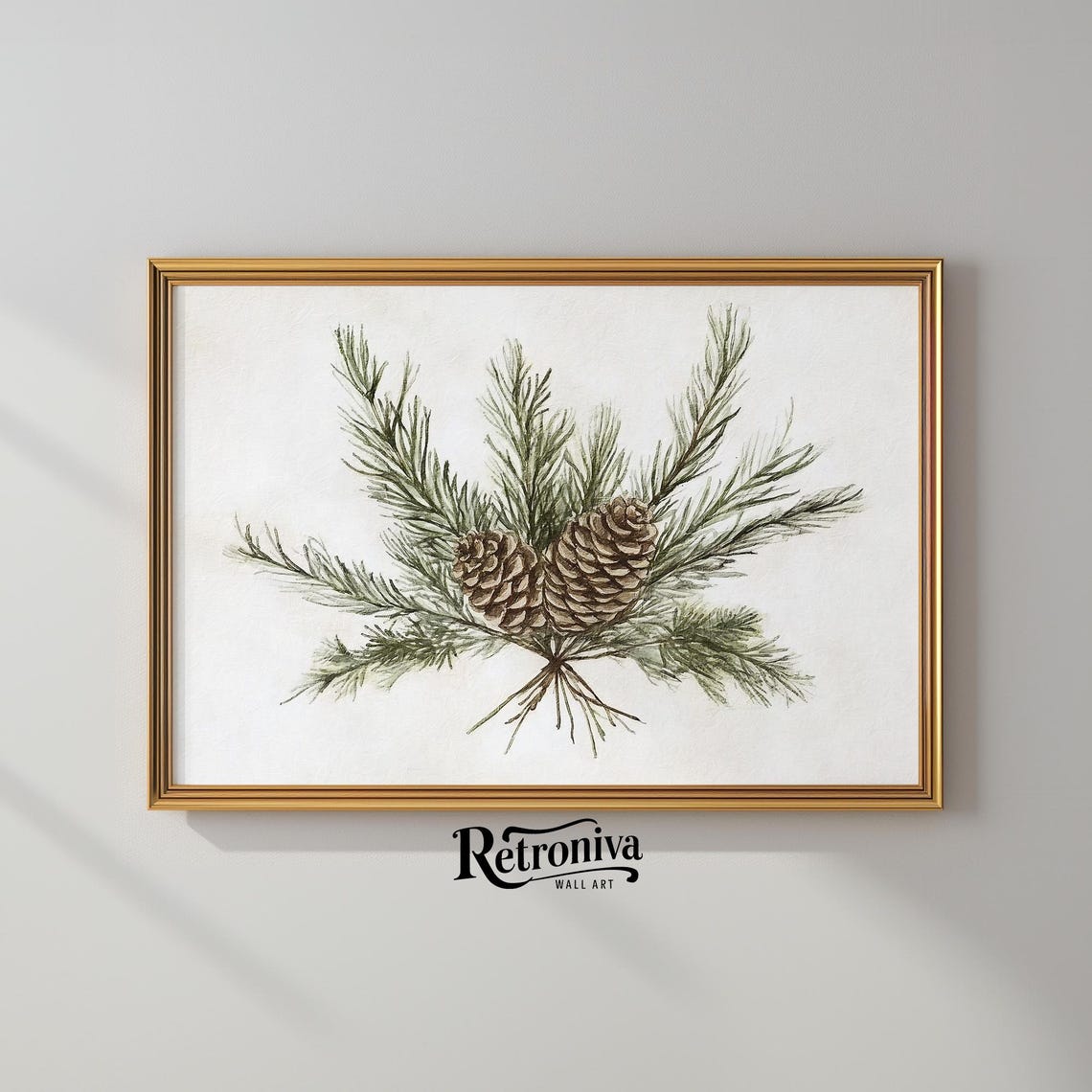 Winter Botanical Watercolor Of Pine Branches And Pinecones Poster - Image 2