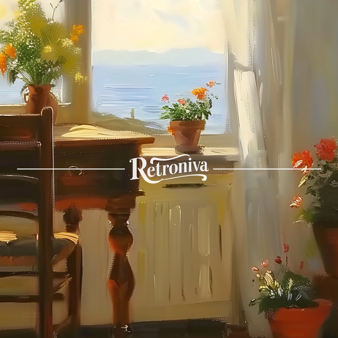 Sunlit Coastal Interior With Window View Over The Sea Poster - Image 7