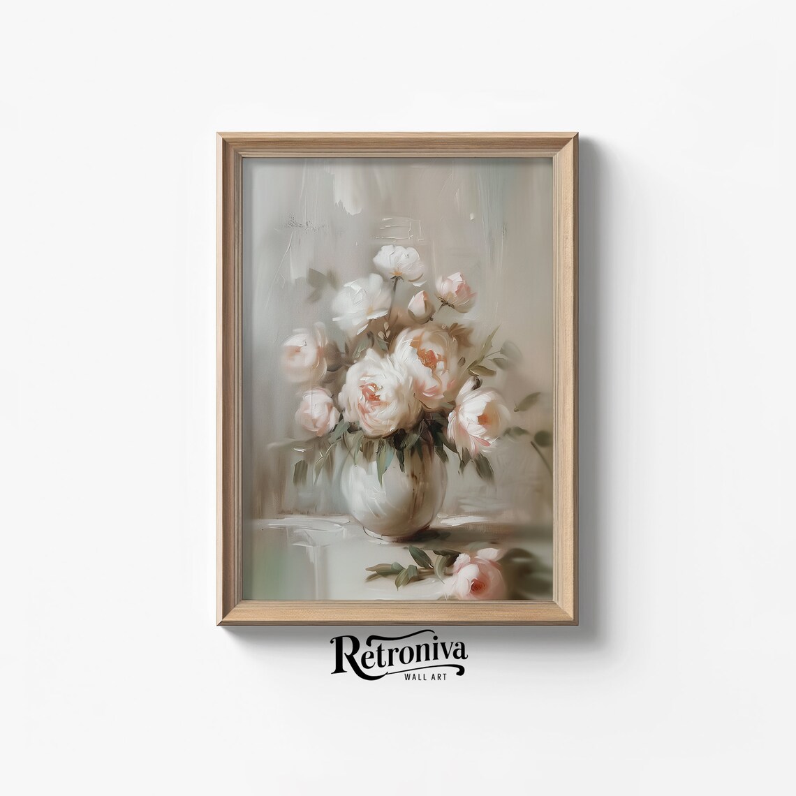 Vintage Flowers Botanical Still Life Painting Peony Painting Vintage Wall Art Decor Roses Oil Painting Retroniva Art Btn 001