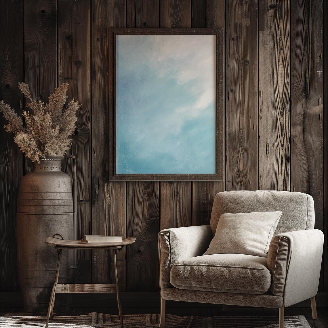Blue Abstract Painting, Minimalist Nursery Decor - Image 3
