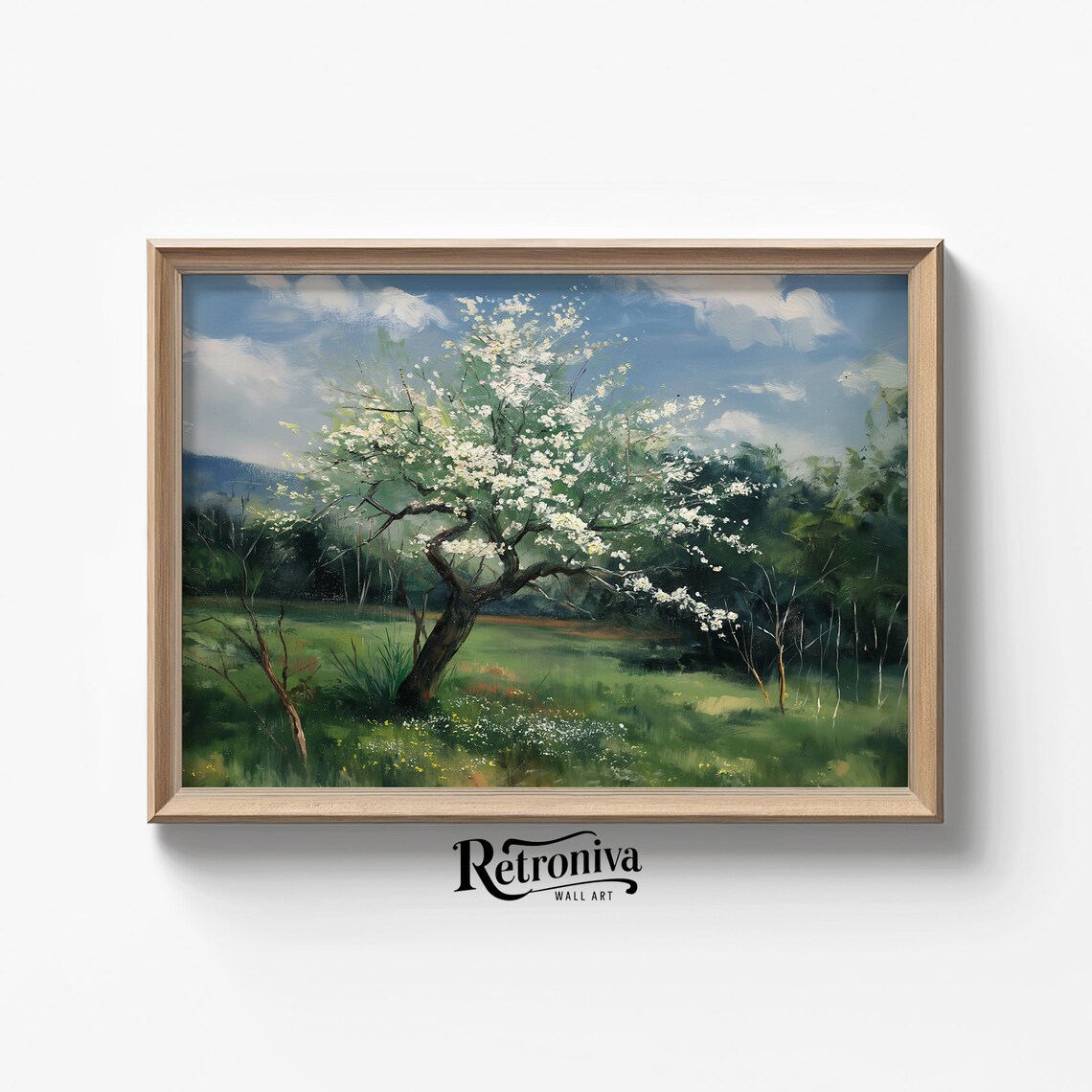 Blossom Tree Spring Landscape Oil Painting Art Print