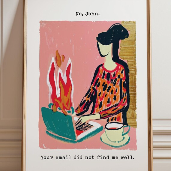 Funny Office Print Remote Work Art Maximalist Art Print Home Office Decor Funny Work Print Remote Work Decor Office Humor Print