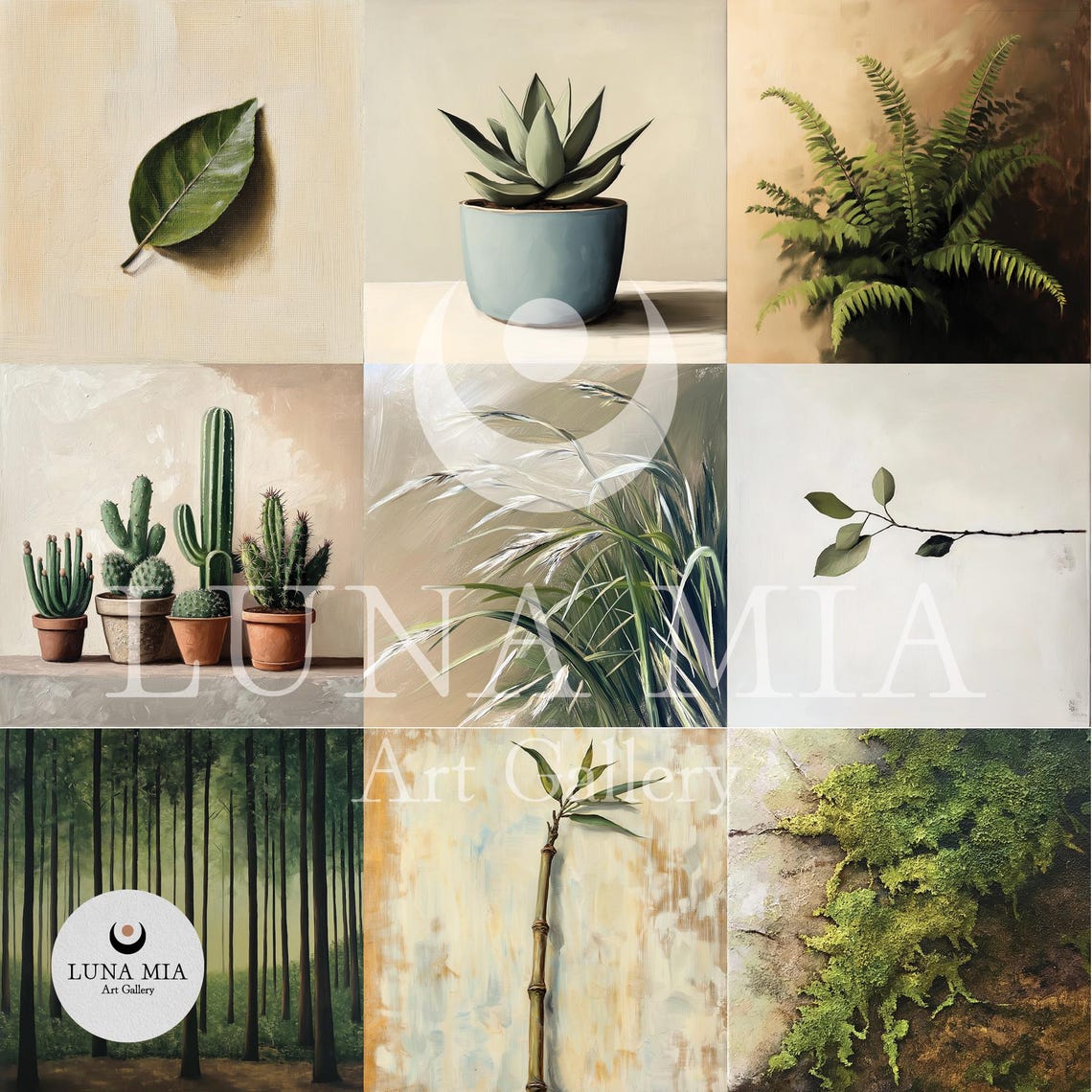 Succulent Plant in a Blue Ceramic Pot Minimalist Botanical Poster - Image 2