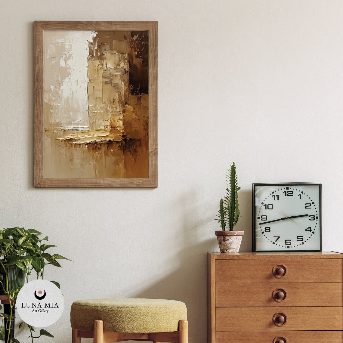 Rich Warm Beige and Brown Textured Abstract Painting Art Poster - Image 3