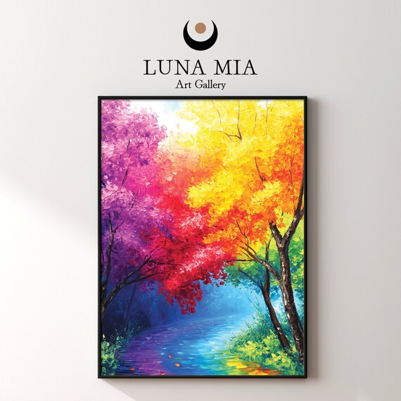 Abstract Trees Oil Painting Vibrant Floral Wall Art